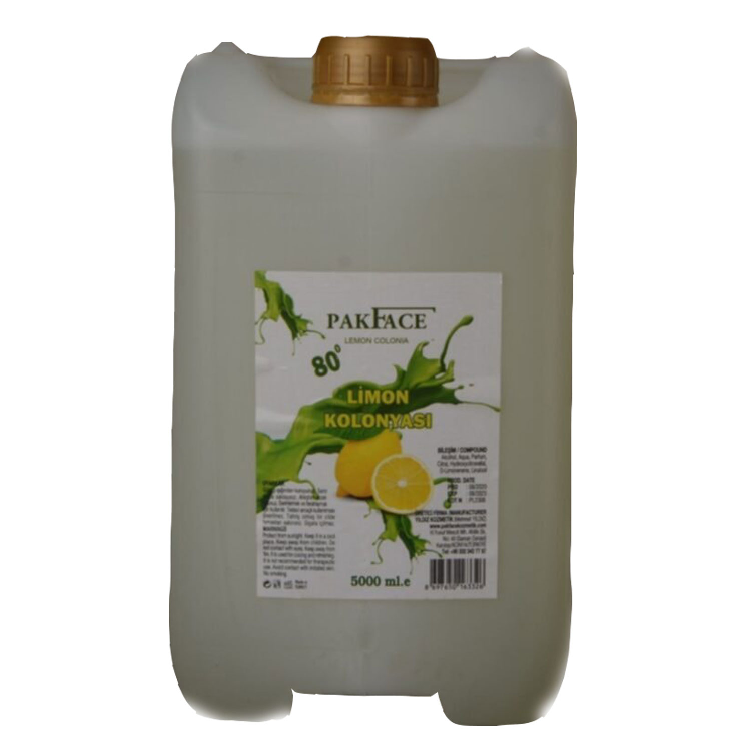 Pak Face 5 Lt 80 Derece Limon Kolonyası